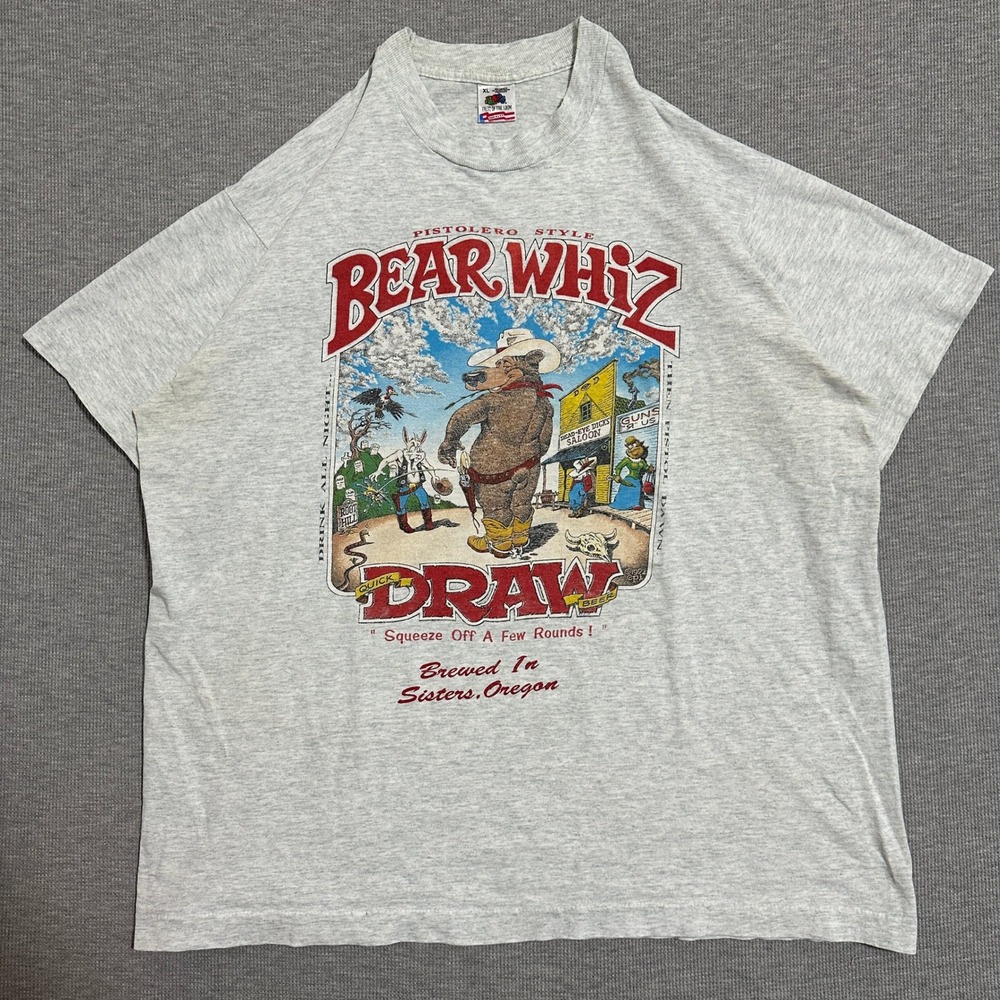 Vintage Bear Whiz Beer Quick Draw Sisters Oregon Single Stitch Tee Mens XL